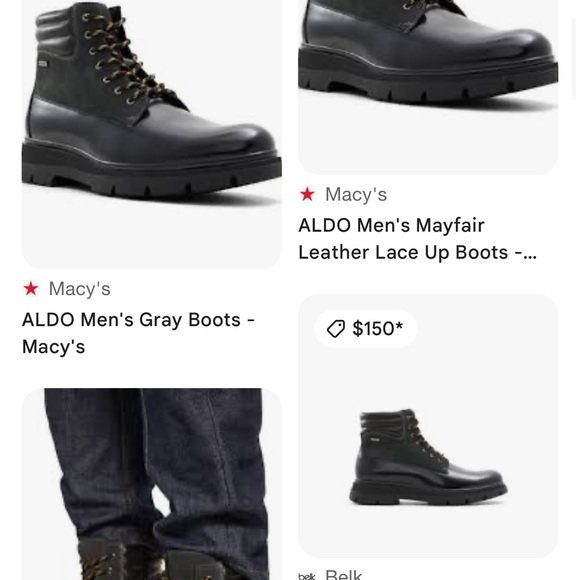 Aldo Black Leather Mayfield Men´s Laceup Boots